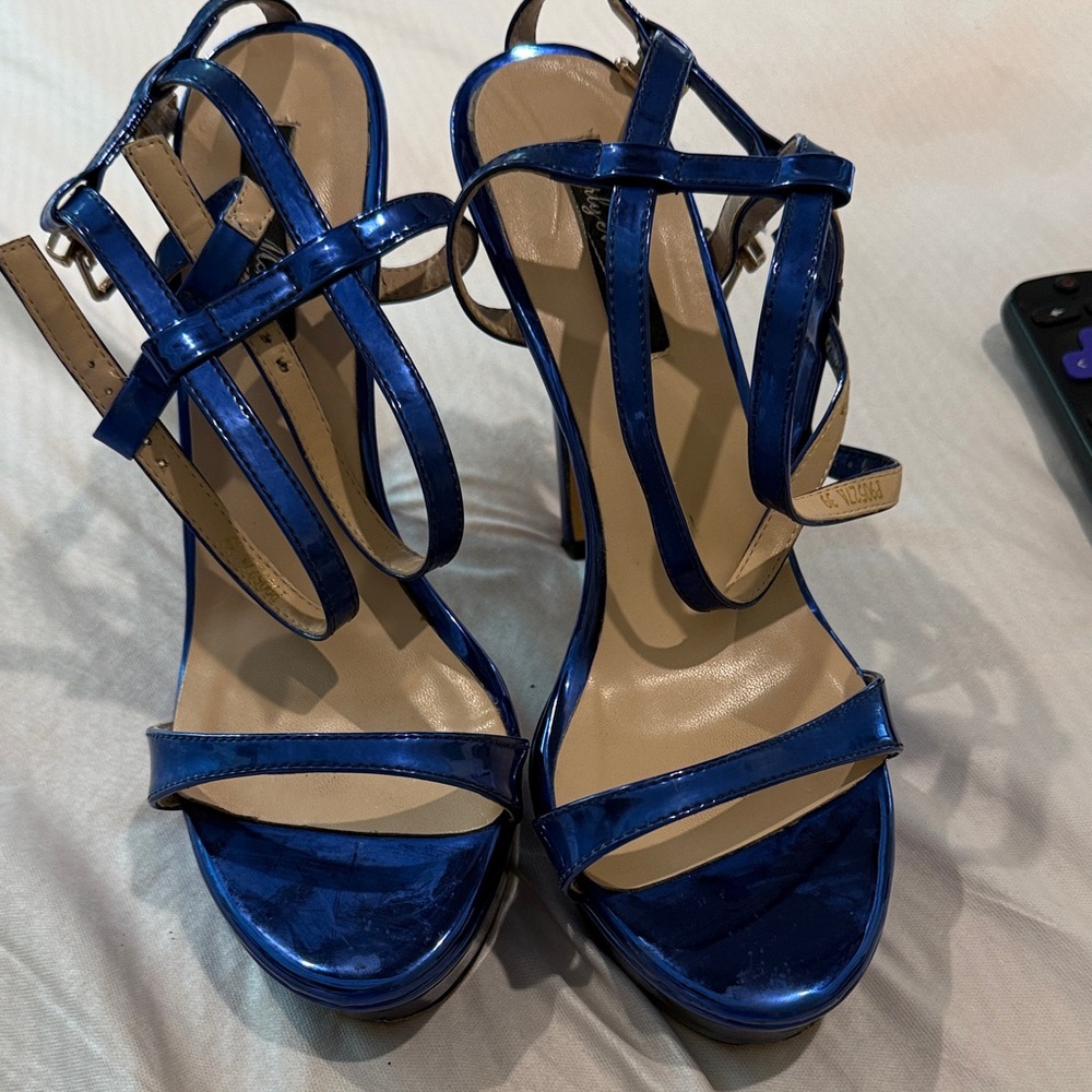 Blue Strappy High Heel Sandals